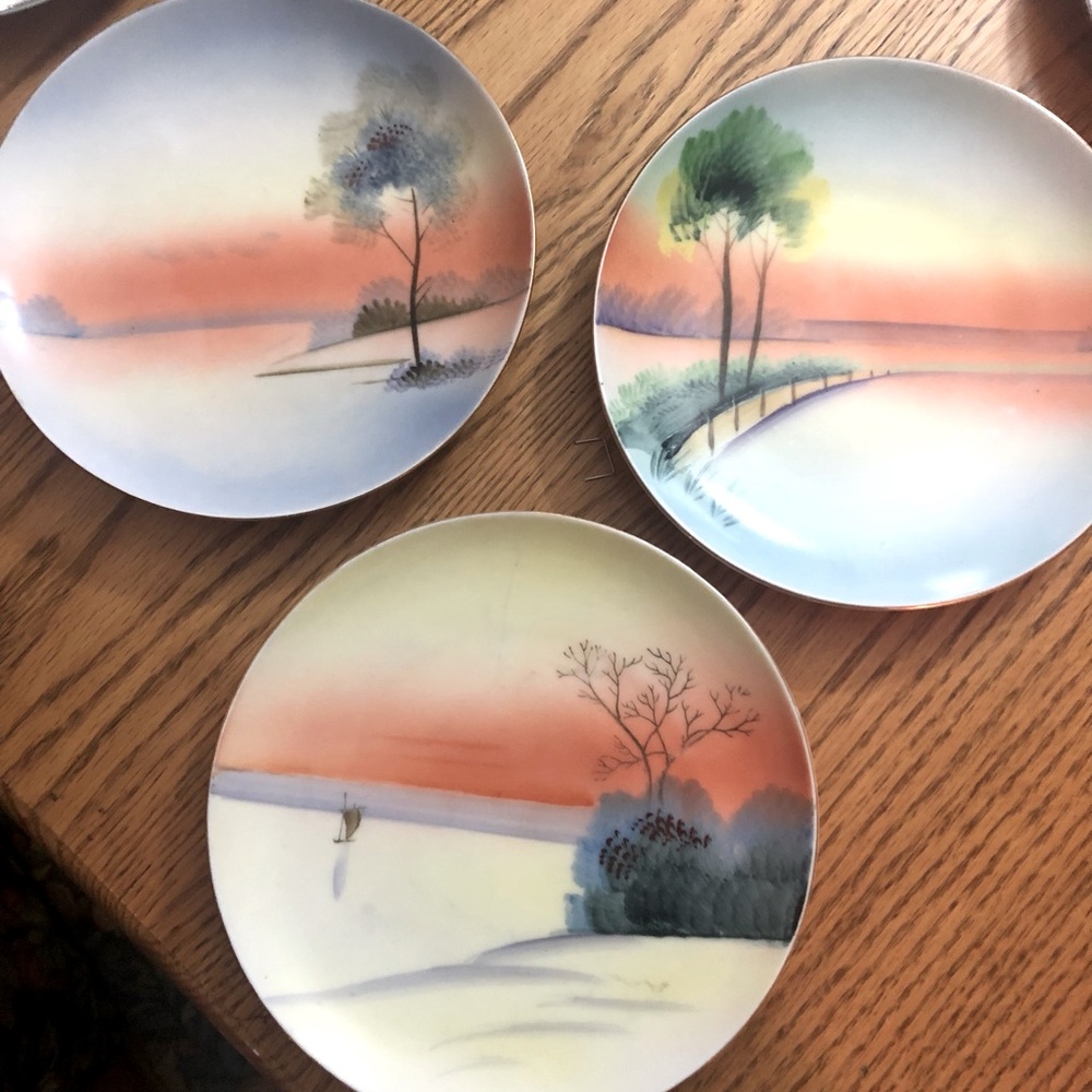 Set of 3 Hand Painted Plates